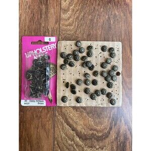 Vintage Upholstery Tacks/Nails Antique Brass Daisy Design Mix Lot 94531